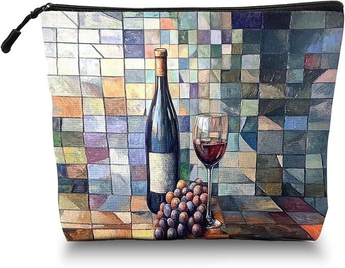 Scribesense Cosmetic Bags Travel Makeup Toilet Case Waterproof Pouch for Women Girls 6.7X9.45inches - The Elegant Allure of A Wine - Themed Still - Life