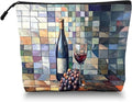 Scribesense Cosmetic Bags Travel Makeup Toilet Case Waterproof Pouch for Women Girls 6.7X9.45inches - The Elegant Allure of A Wine - Themed Still - Life
