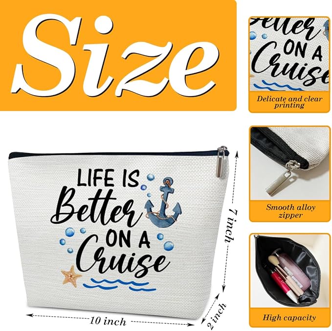 Ythuil Cruise Makeup Bag, Life Is Better On A Cruise, Makeup Travel Bag