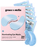 grace & stella Award Winning Under Eye Mask Reduce Dark Circles, Puffy Eyes, Undereye Bags, Wrinkles, Gel Under Eye Patches, Get Well Gifts for Women - Vegan Eye mask (24 Pairs, Blue)