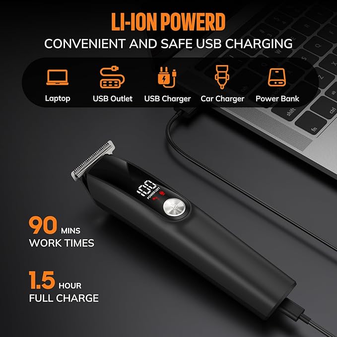Ynasen Beard Trimmer for Men Hair Clippers - 6 in 1 Professional Grooming Kit Cordless Hair Clipper Trimmers Set Waterproof,Electric Shaver Razor for Face Nose Body Mustache