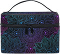 ZOEO Makeup Train Case Art Arabesque Mandala Boho Ethnic Bohemian Korean Carrying Portable Zip Travel Cosmetic Brush Bag Organizer Large for Girls Women