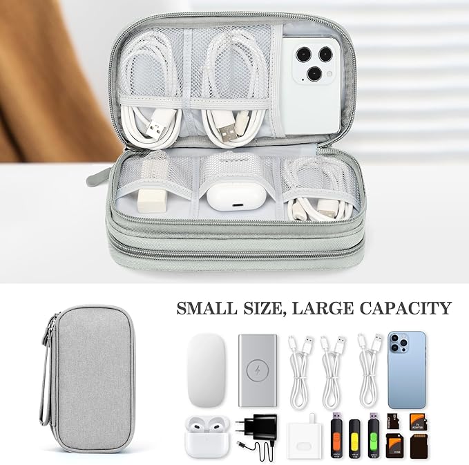 FYY Electronic Organizer, Travel Tech Pouch Bag, Cable Organizer Grey