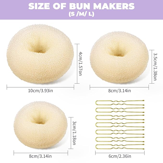 TsMADDTs Donut Bun Maker, Hair Bun Maker Set for Ballet Styling, Washable