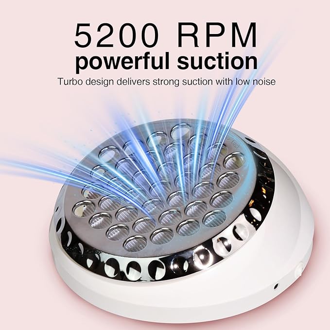 BRBLUERISE Nail Dust Collector+1 Filter 40W Turbo Vacuum No Fan Cleaner 5200RPM Suction Stronger Strong Power Professional Nail Art Salon Dust Collector Machine For Acrylic Nails