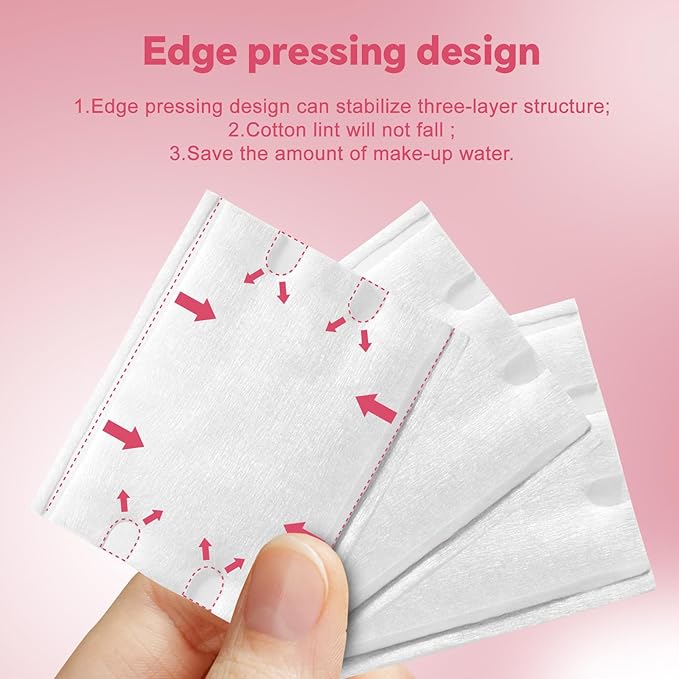 ICOTLE Square Cotton Pads 475 Pcs Makeup Remover Pads Cotton Squares for Face 75 Thick and 400 Ultra-Thin for Daily Skin Care, Pair with Makeup Remover