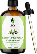 SVA Lemon Eucalyptus Essential Oil 4 Fl Oz – for Diffuser, Skin & Hair Care – Ideal for Massage & DIY Blends - with Dropper
