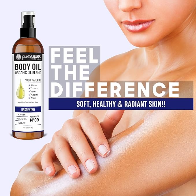 pureSCRUBS Ultra Moisturizing Unscented Body Oil for Dry Skin, 4 oz