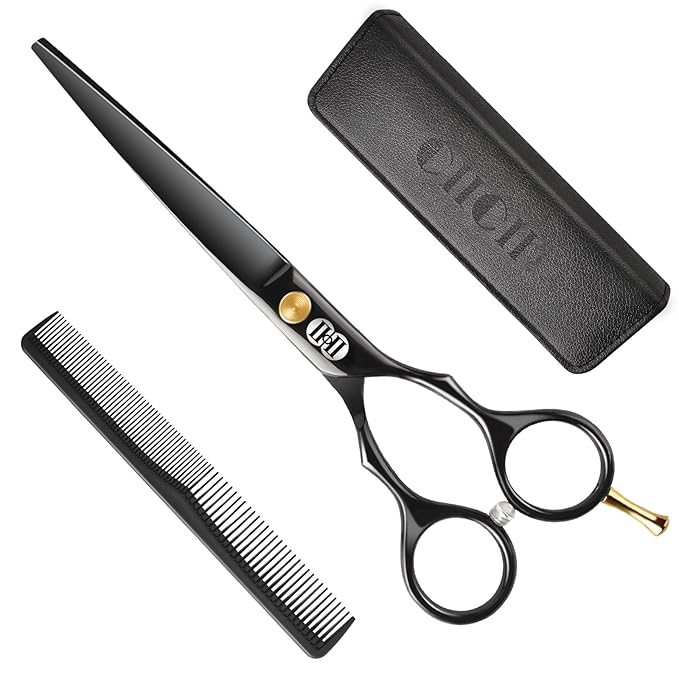 CIICII Hair Cutting Scissors, 6.5 Inch Barber Haircut Scissors Kit (Black)