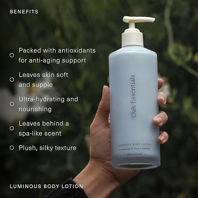Oak Essentials Luminous Body Lotion, Lightweight Moisturizer, 10.1 fl oz