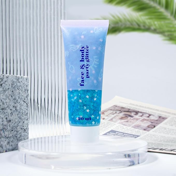 DAGEDA Lake Blue Body Glitter Gel, Sparkly Hair Face Glitter Makeup