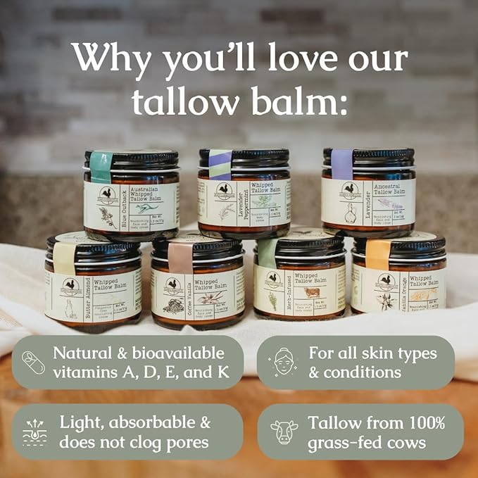 Hearth & Homestead Whipped Beef Tallow for Skin & Face - 100% Grass Fed, Eczema Cream & Body Butter - Organic Olive Oil, Calendula & Rose - Lotion & Hand Moisturizer for Dry Skin, Unscented, 2.6oz