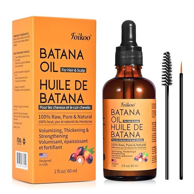 FOIKOO Batana Oil for Hair Growth Dr Sebi Organic, 100% Raw Pure & Natural Botana Oil from Honduras, Deeply Nourishing Scalp for Hair Thicker and Stronger (2 Fl Oz, Pure)