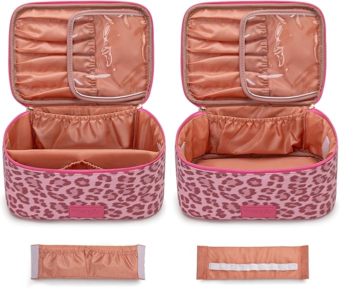 Wrangler Travel Makeup Bag 2pcs Set Cosmetic Bag with Makeup Brush Holder