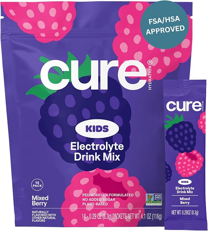 Cure Hydration - Kids Electrolyte Drink Powder Mixed Berry 14 Packets
