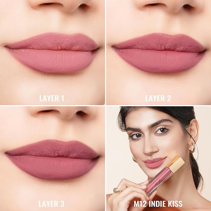 Oulac Pink Nude Lipstick Matte for Women, Long Lasting Liquid Lipstick, Waterproof Lip Stain, Transferproof, Creamy High Pigmented, Vegan & Cruelty-Free Lip Color M12