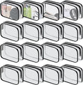 YedsIntu 16 Pieces Clear Cosmetic Bags PVC Clear Makeup Bags TSA Approved Toiletry Bag with Zipper Waterproof Vinyl Plastic Organizer Storage Transparent Pouch for Women and Men (Black, Small)