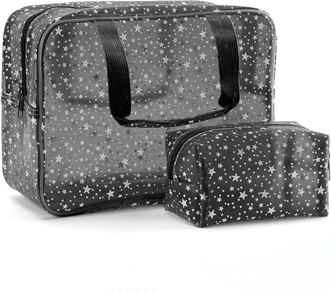 Yaopeing 2Pcs PVC Clear Makeup Bag Cosmetic Case Travel Toiletry Bags
