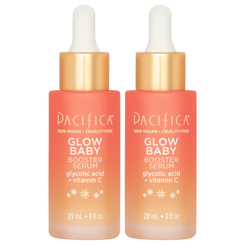 Pacifica Vitamin C Face Serum - Glow Baby Booster Facial Serum 2-PACk - Glycolic Acid - Dark Spot Corrector Anti Aging Brightening - Dermatologist Tested, Fragrance Free Clean Skin Care
