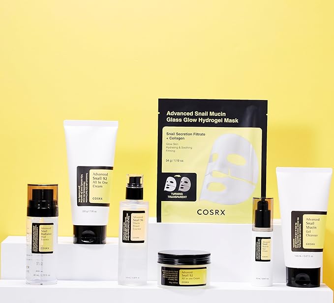 COSRX Advanced Snail Mucin Glass Glow Hydrogel Face Masks Skincare 3 EA