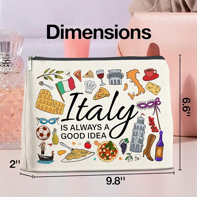 UPNEGE Italy Travel Cosmetic Bag, Multicolor, Waterproof, Zipper Closure, Double-Sided Printing, Rectangular, 9.6"L x 6.7"H, Perfect for Travel and Daily Use