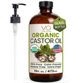Castor Oil Organic Cold Pressed Glass Bottle 16oz For Hair Growth, Eyebrow
