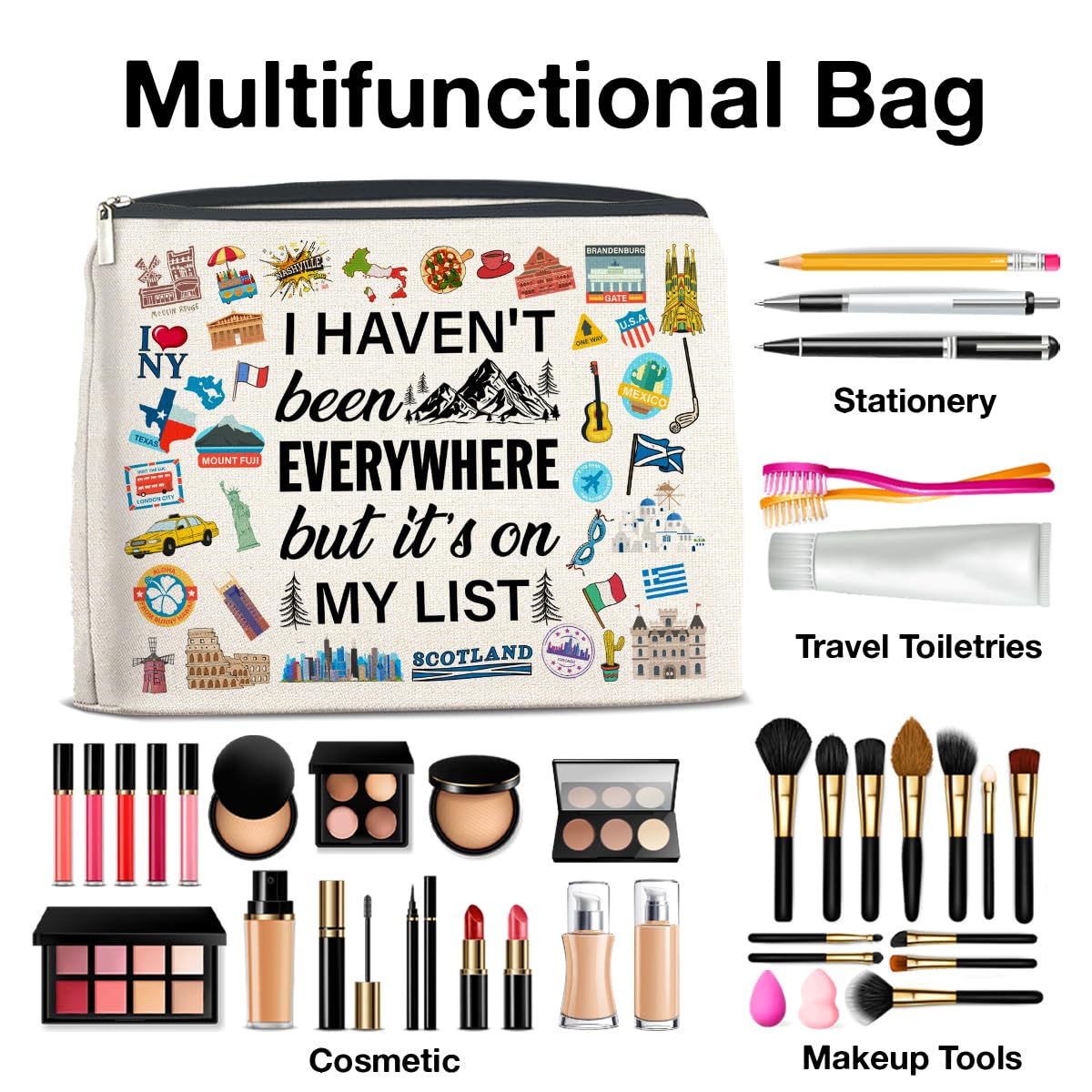 UPNEGE Travel Gifts Makeup Bag for Travelers Women Who Like to Travel