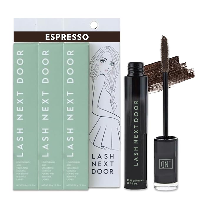 Lash Next Door Espresso Brown Mascara, Volume & Length, 0.39 oz, 3-Pack Set