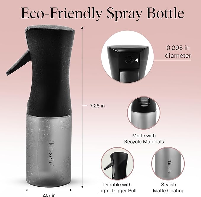 Kitsch Continuous Spray Bottle for Hair – Black, 150ml
