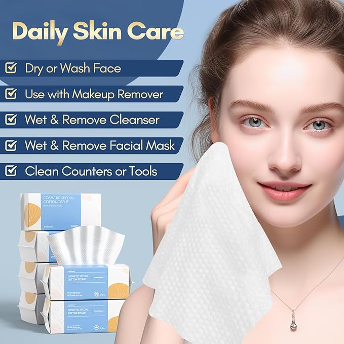 PoeticEHome Disposable Face Towels, Soft Dry Wipes, 6 Pack, 600 Count