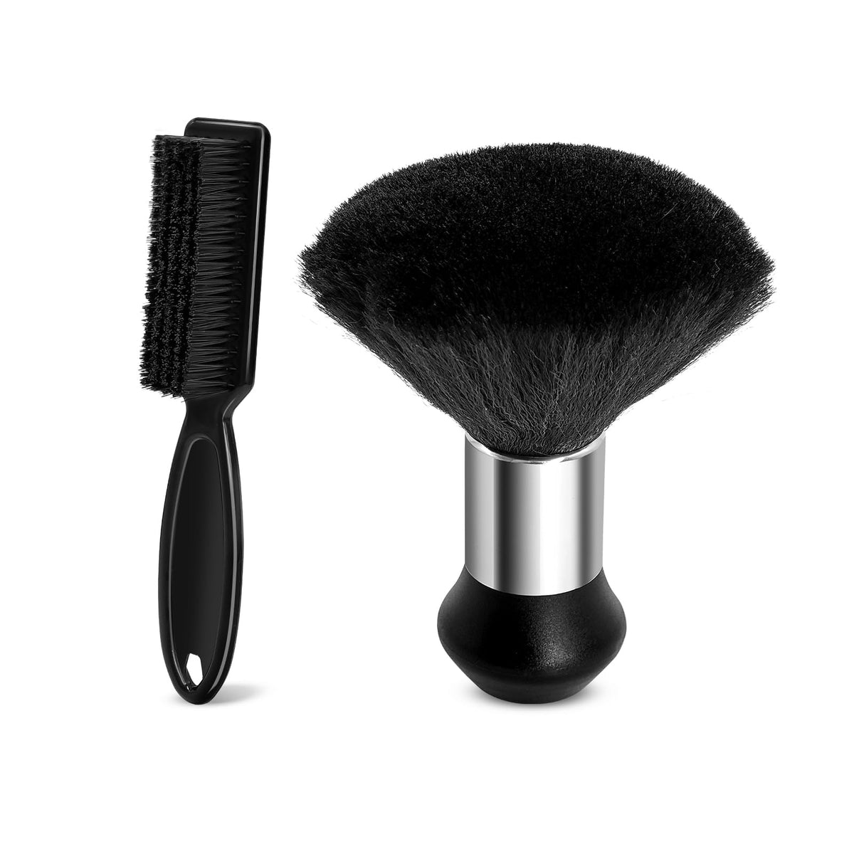 Barber Brush Set, 2 Piece Hair Cutting Brush Kit with Soft Neck Duster and Clipper Cleaning Brush for Neckline, Face, Salon and Home