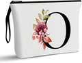 Vavabox A-Z Personalized Makeup Bag, Birthday Gifts for Women Mom, Gifts for Best Friend, Bride Bridesmaid Cosmetic bag (O, 01-White)