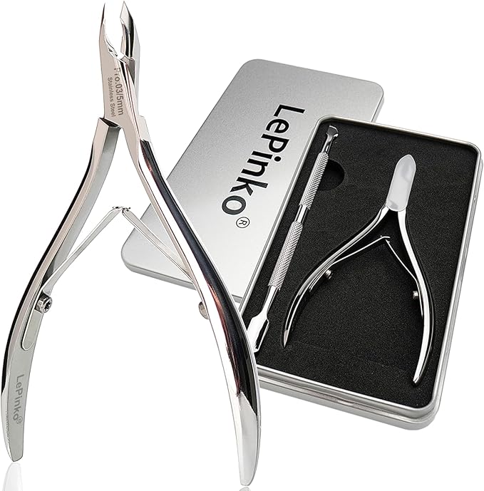 LePinko Salon-Quality Cuticle Trimmer with Pusher Set, 5mm Jaw