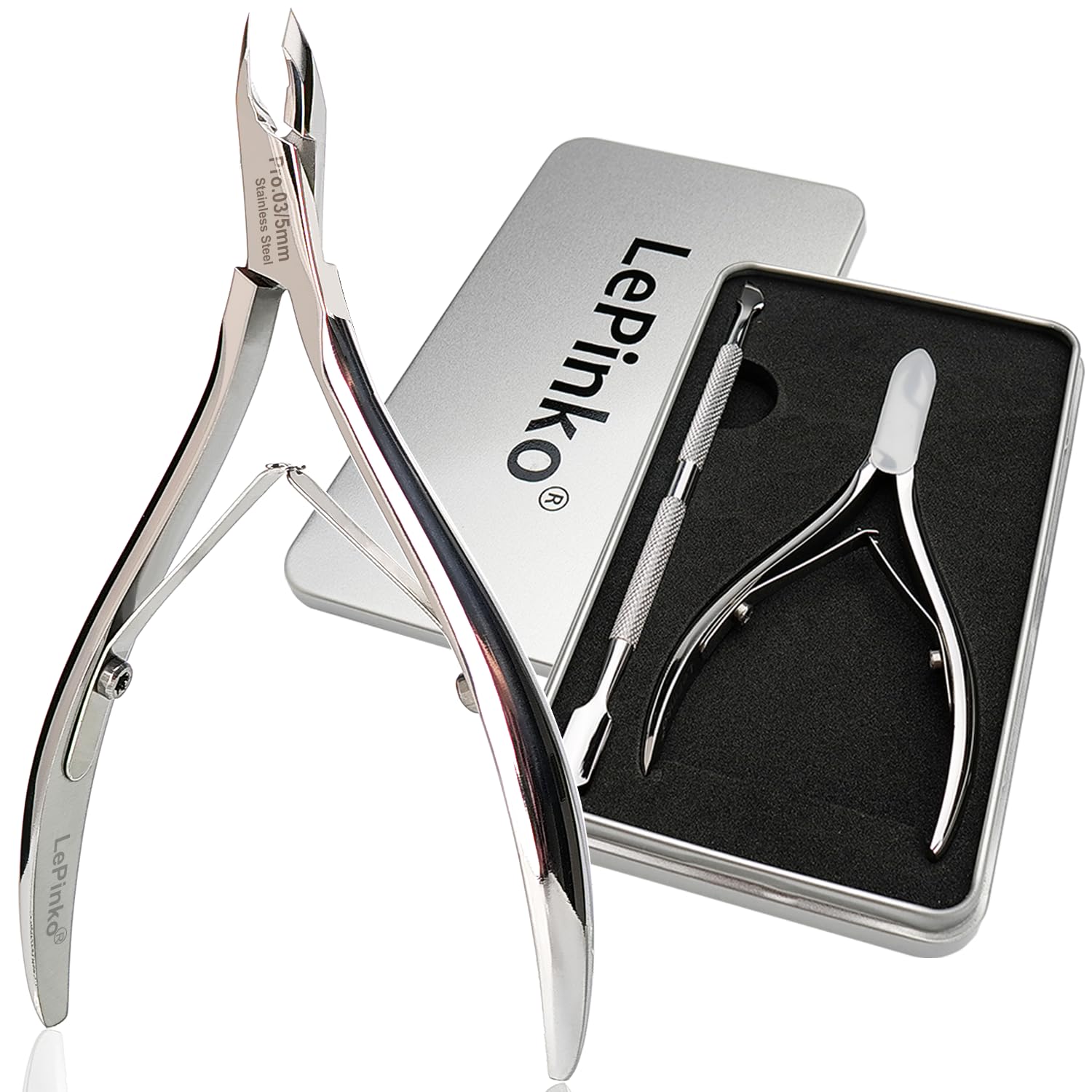 LePinko Salon-Quality Cuticle Trimmer with Pusher Set, 5mm Jaw