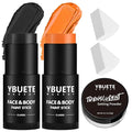 YBUETE Black Orange Face Body Paint Stick Set for Halloween Cosplay SFX