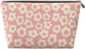 BEIANSHUO Vintage Pink Flower Small Makeup Bag for Women - Leather Travel Cosmetic Bag Make Up Pouch Mini Travel Zipper Pouch - Makeup Organizer Bag