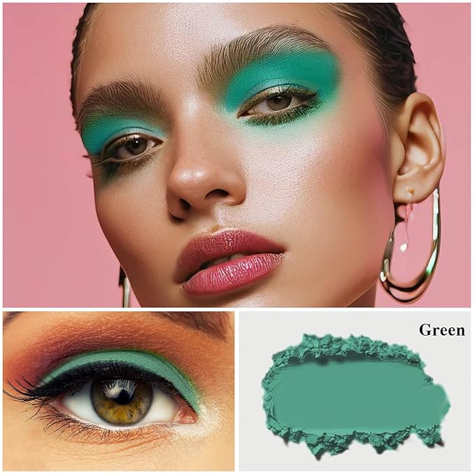 MEICOLY Single Green Eyeshadow Palette with Mirror,St Patricks Day Matte Green Eye Shadow for Elphaba,Pressed Powder Eyeshadow,High Pigment,Long Wear,Waterproof,Spirit Day Wear Eye Makeup