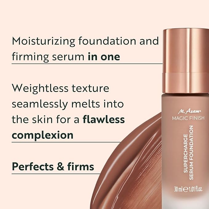 M. Asam Magic Finish Supercharge Serum Foundation Deep Almond (1.01 Fl Oz)