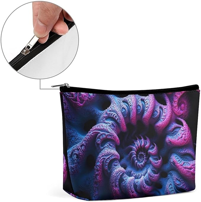 Meaudiwes Women's Fashion Zipper Cosmetic Case, Portable Makeup Case, Personality Toiletry Bag, Travel Cosmetic Toiletry Bag Trippy Purple Tie Dye