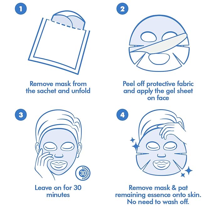 Ebanel 10-Pack Hydrogel Collagen Face Mask with Hyaluronic Acid, Peptide