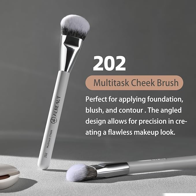 Albeaut Blush Brush, Angled Contoured for Flawless Face Foundation Liquid Cream Cheek Makeup Multitask 202