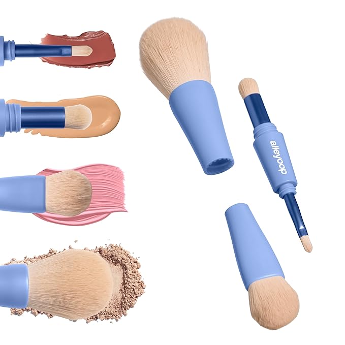 Alleyoop 4-in-1 Makeup Brush, Overachiever Travel Makeup Brush Set