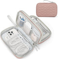 FYY Electronic Organizer, Travel Tech Pouch Bag, Large, Pink Quilted