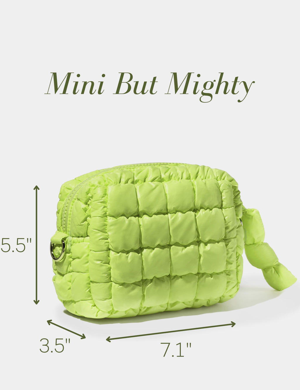 Yarnic Quilted Makeup Bag Quilt Cosmetic Bag, Puffy Travel Toiletry Bag for Women, Cute Makeup Bag Organizer Puffer Soft Makeup Pouch (Apple Green, S)