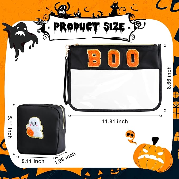 BuyCard 2 Pcs Halloween Gifts Bags with Boo Makeup Chenille Letter Bag