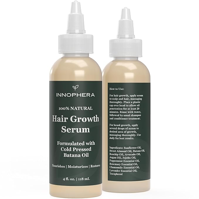 Innophera Batana Oil Hair Growth & Scalp Serum ‒ With Jojoba, Argan, Rosemary & Lavender Oils ‒ Natural Vegan Thickening, Moisturizing & Strengthening Serum ‒ 4 fl. oz.