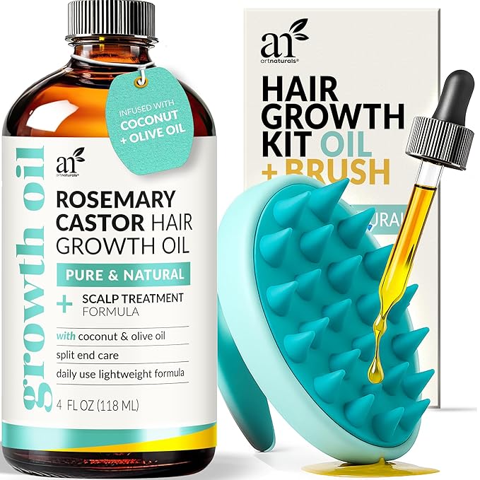 ArtNaturals Rosemary Castor Hair Growth Oil Set, 4 oz