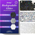 Dmsky Hexagonal Chunky Glitter,90g/3.18oz Craft Glitter for Crafts,Resin,Body,Nail,Face,Hair,DIY Decorations,3 Colors Non-Toxic Holographic Glitter,Silver Glitter,White Clear Glitter,Black Glitter