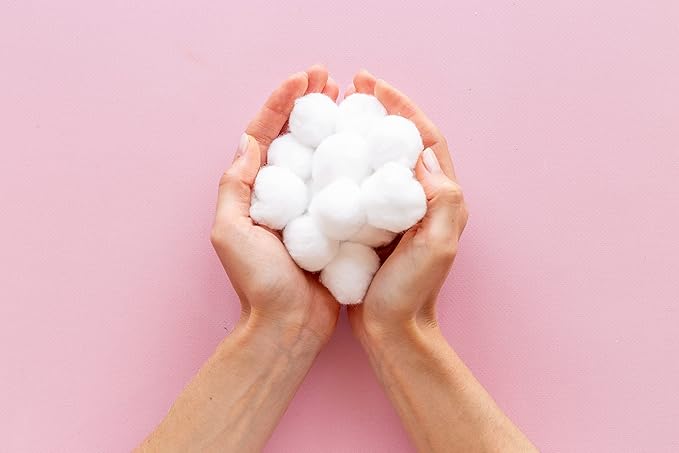 DecorRack 200 Large Cotton Balls, 100% Pure Cotton, Soft and Absorbent