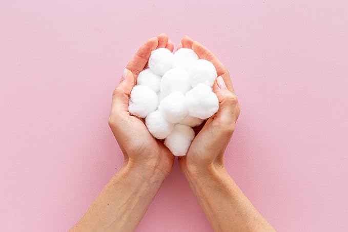 DecorRack 100 Large Cotton Balls, 100% Pure Cotton, Soft and Absorbent